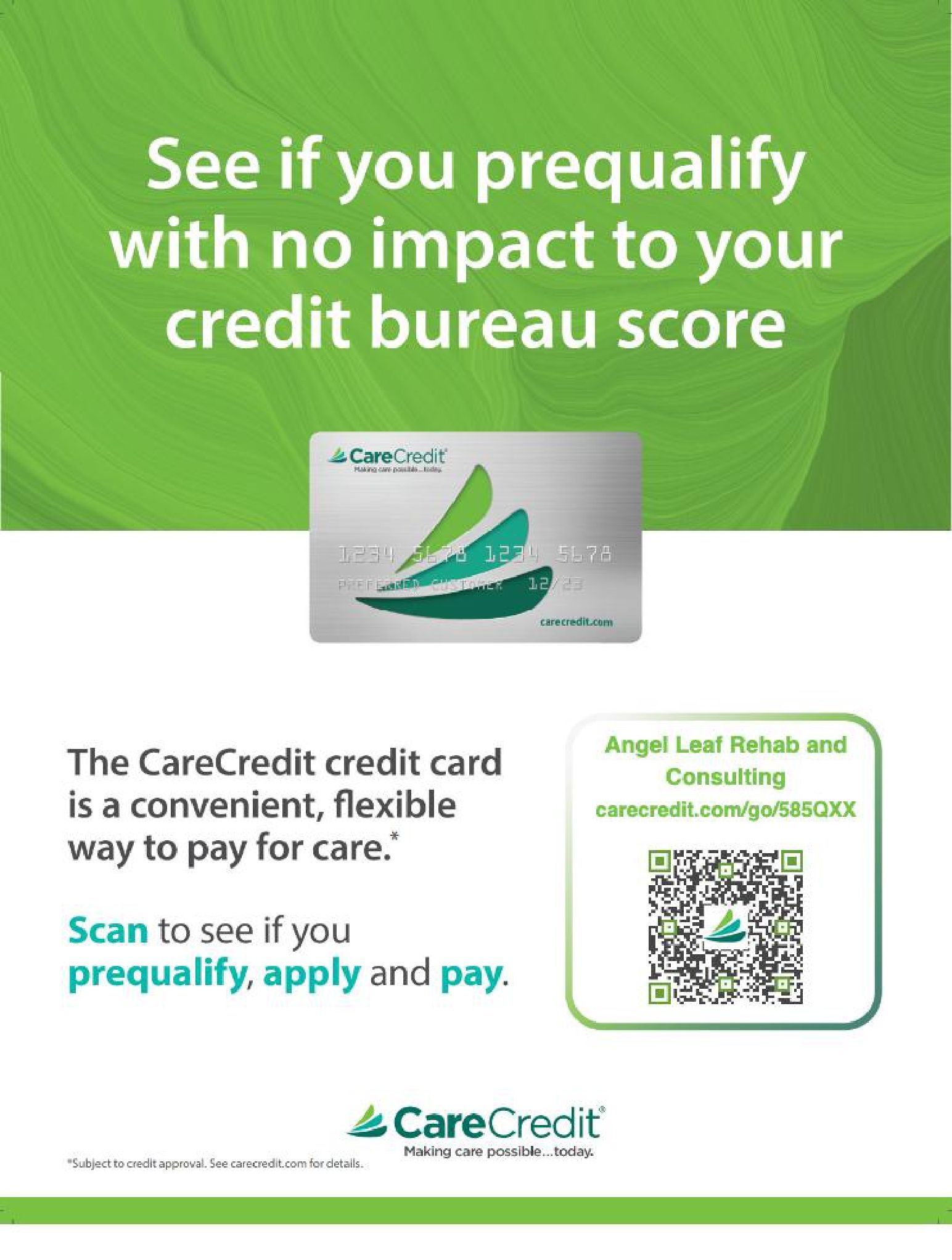 A poster that says `` see if you prequalify with no impact to your credit bureau score ''