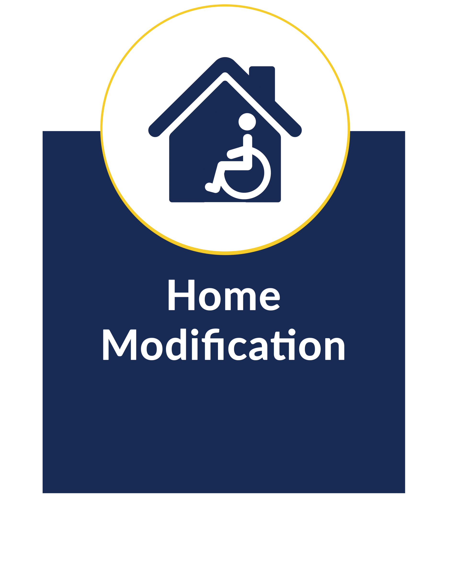 A blue sign with a picture of a house and a person in a wheelchair.