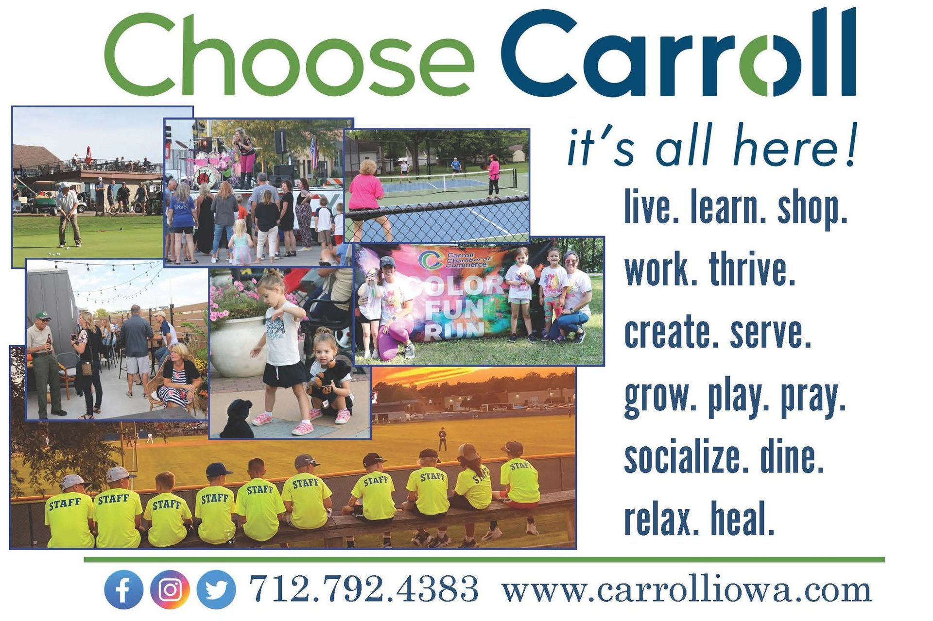 An advertisement for choose carroll it 's all here