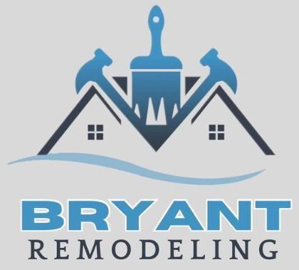 Bryant Remodeling logo with blue house, paintbrush, and hammers over gray text