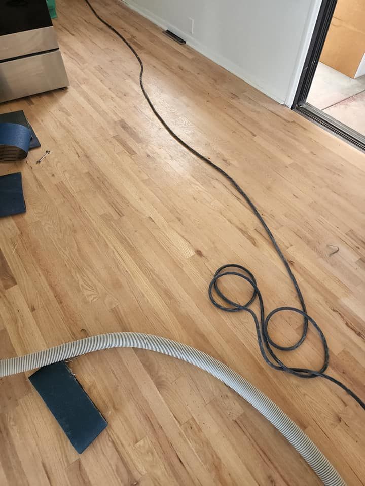 A vacuum cleaner is sitting on a wooden floor in a room.