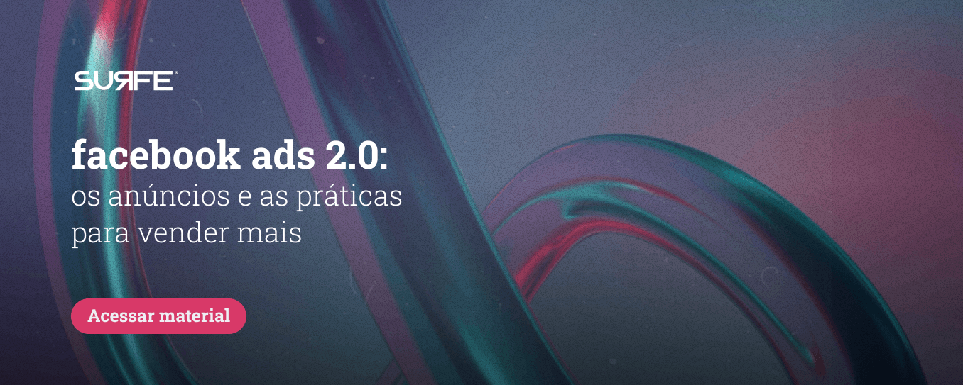 formas em azul e rosa e cta para material sobre facebook ads