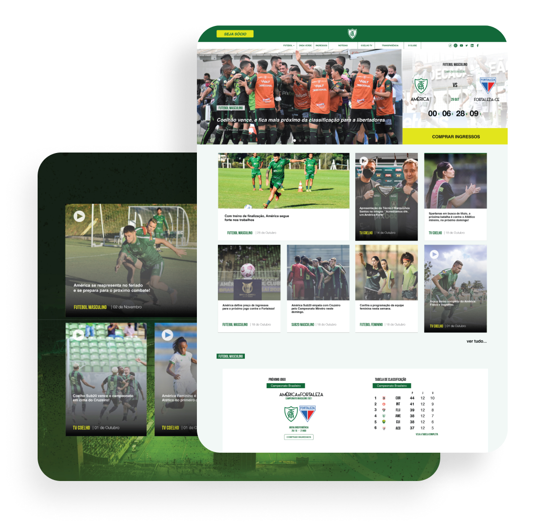 Um tablet com um site de futebol.