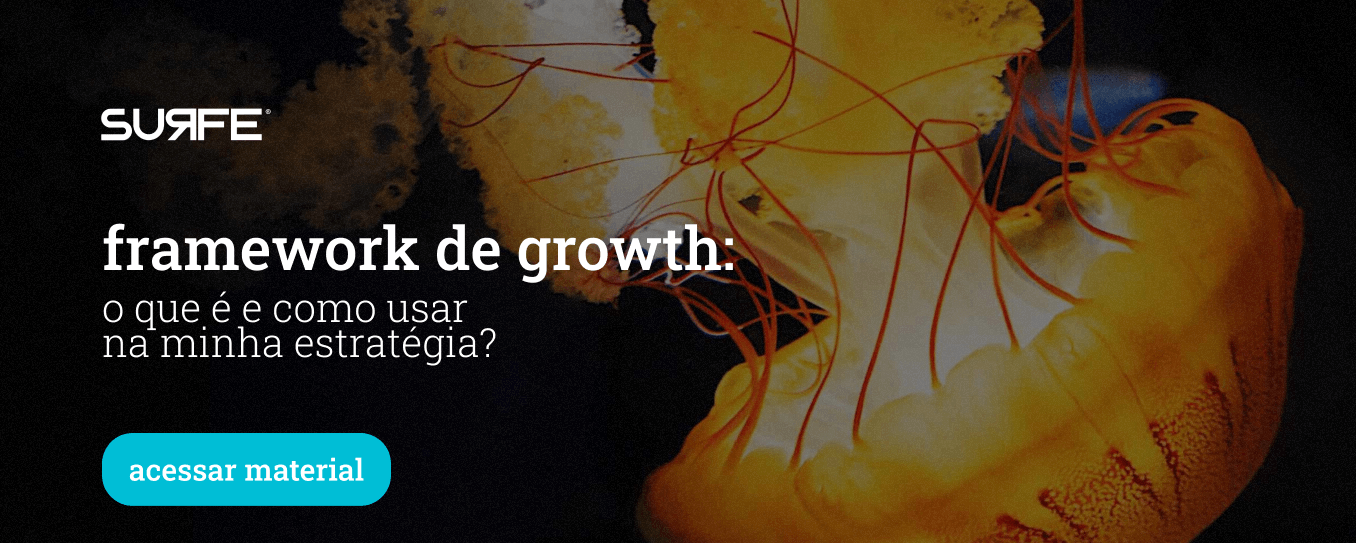 título para material sobre framework de growth e água viva ao fundo