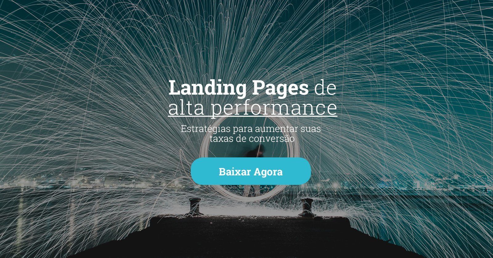 Uma página de destino para um site que diz páginas de destino de alto desempenho