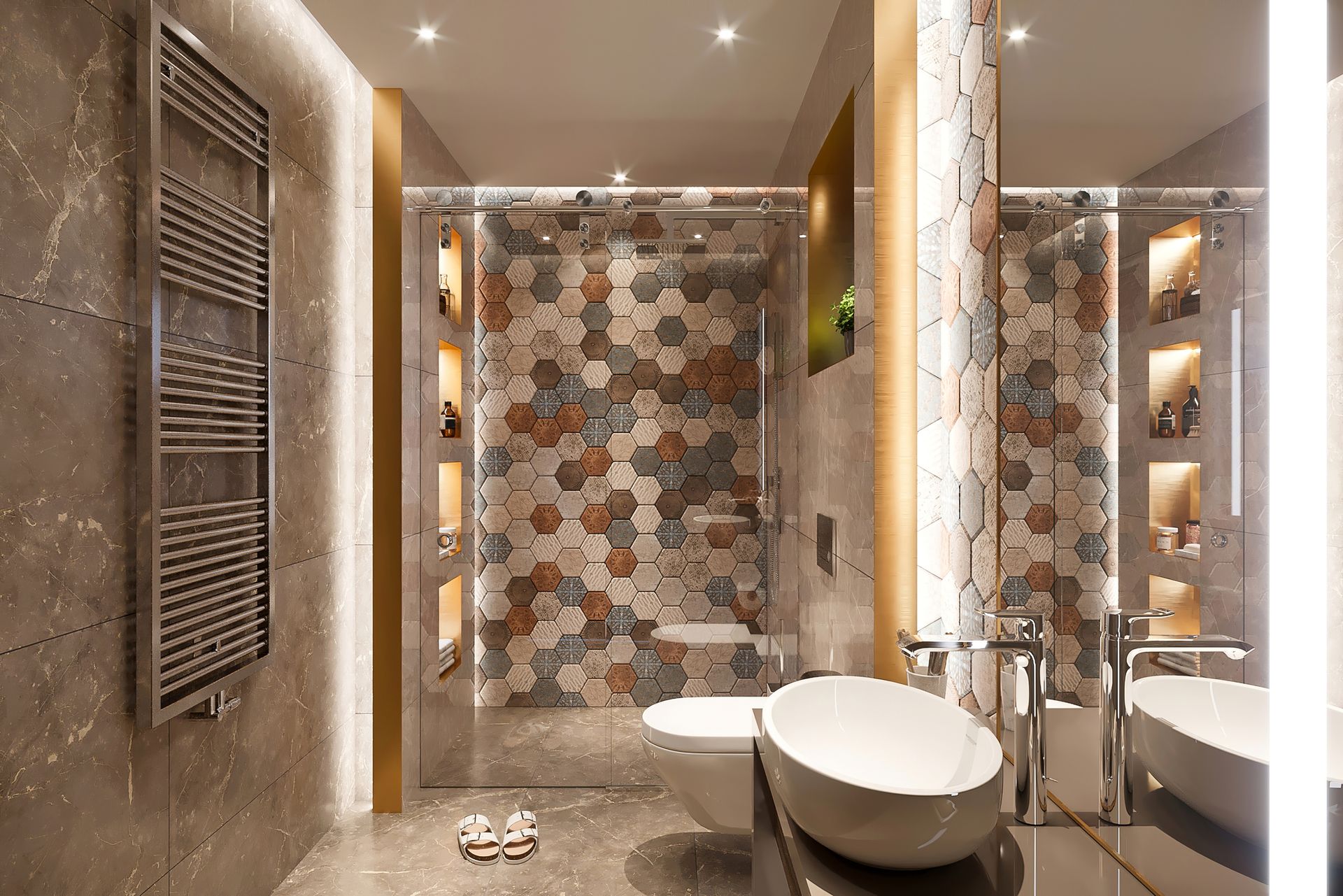 Doccia con rivestimento con ceramiche