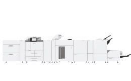 Large white commercial printing press, likely for a print shop or business.