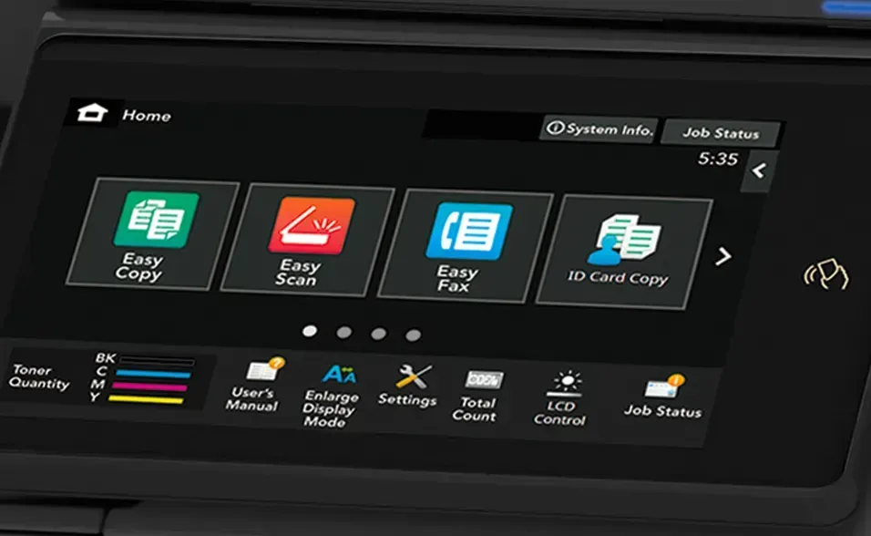 Multifunction printer control panel with 