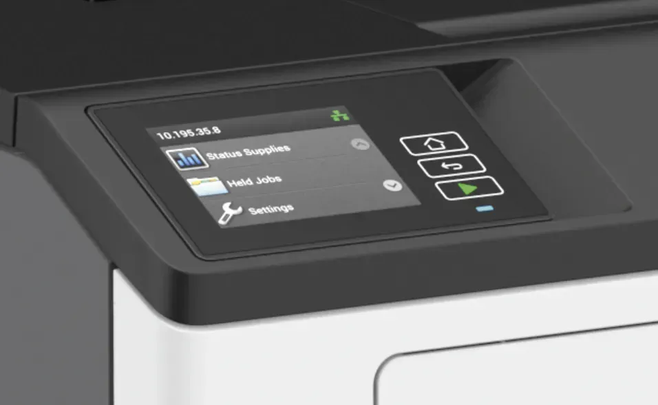 Printer control panel showing