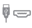 USB cable and HDMI port icon.