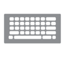 Gray outline of a keyboard with rectangular keys.
