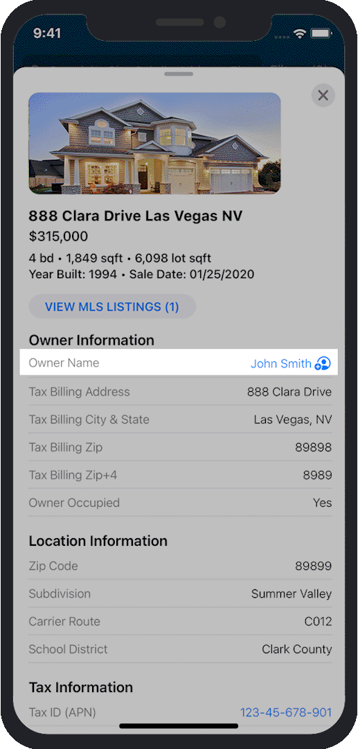 MLS-Touch Add Property Owners