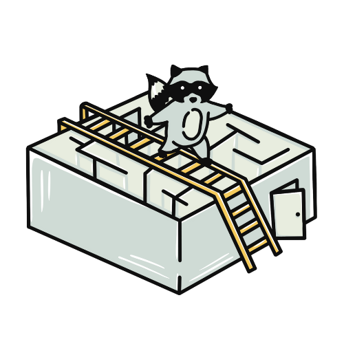 ein Cartoon-Raccoon mit Sonnenbrille und Hut .