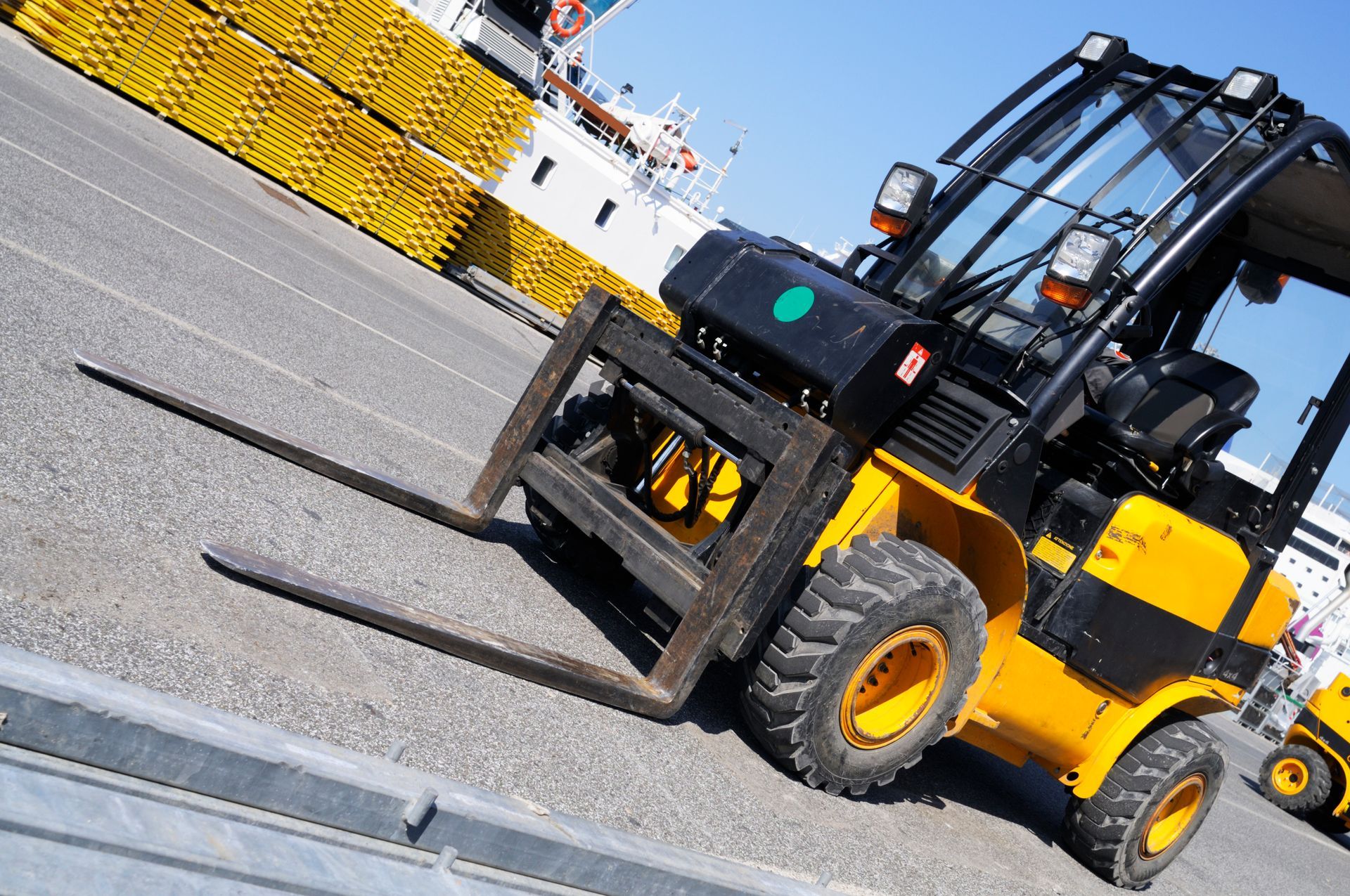 Forklift inside port for efficient cargo handling | L&P Mackin Forklifts | Cobram, AUS