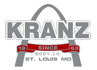 KRANZ Body Co. St. Louis MO logo with gray arch and red ribbon, 1863