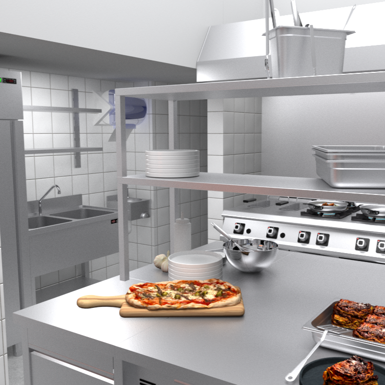 Render cucina professionale per bistrot
