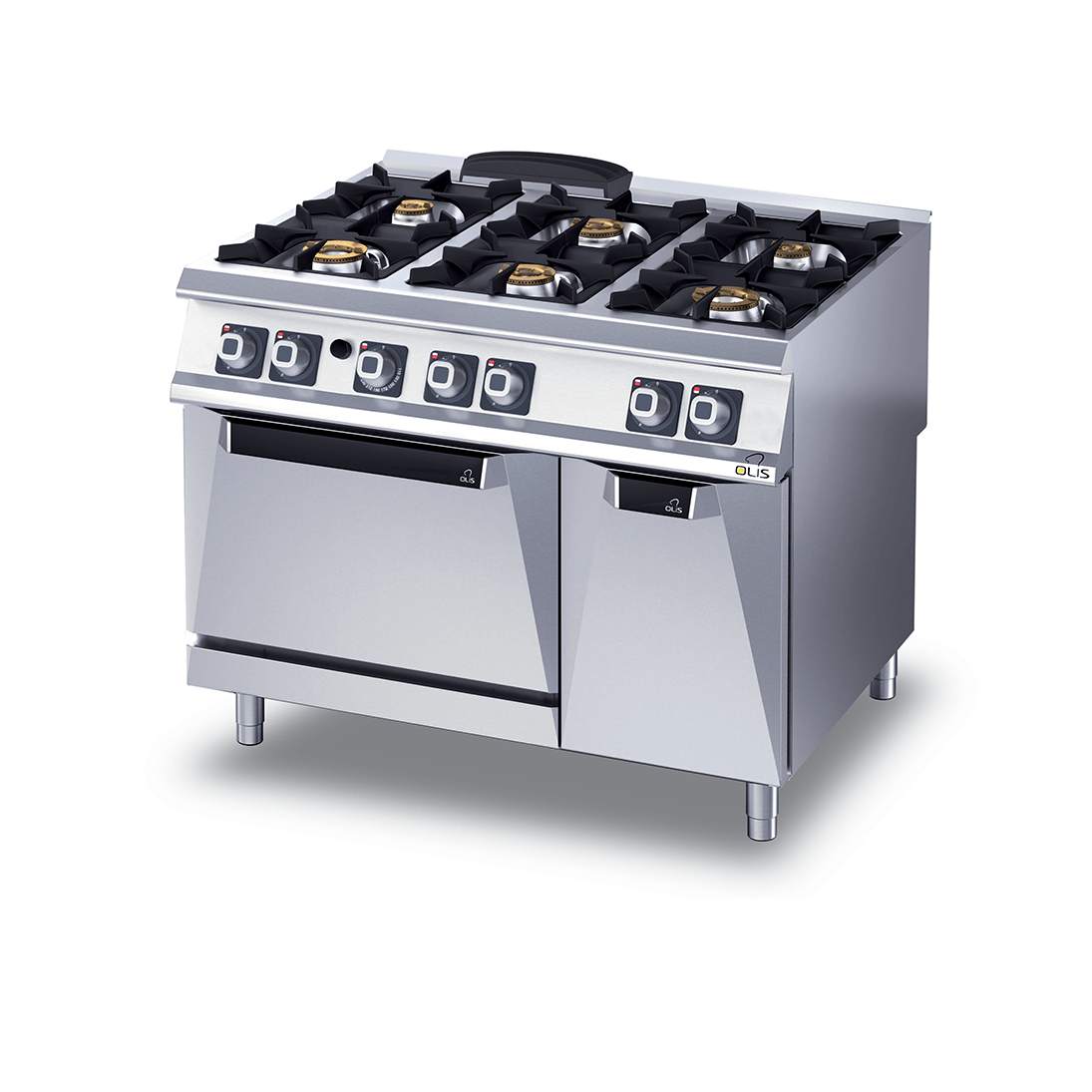 6 fuochi con forno a gas in acciaio inox OMAC