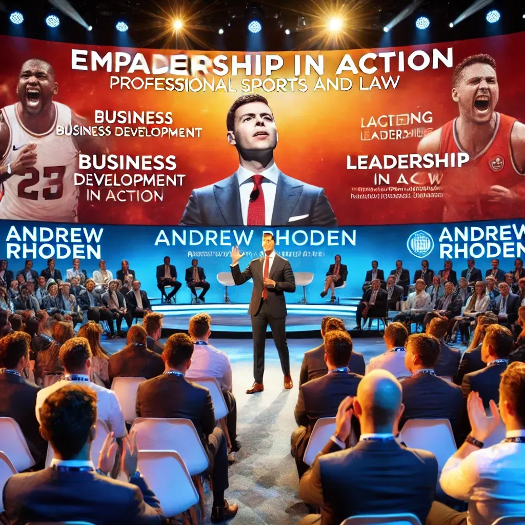 Andrew Rhoden delivers an empowering keynote speech at a conference, addressing topics like
