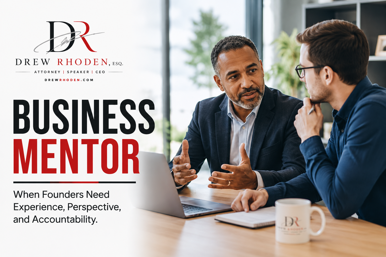 Business mentor providing strategic guidance to founder