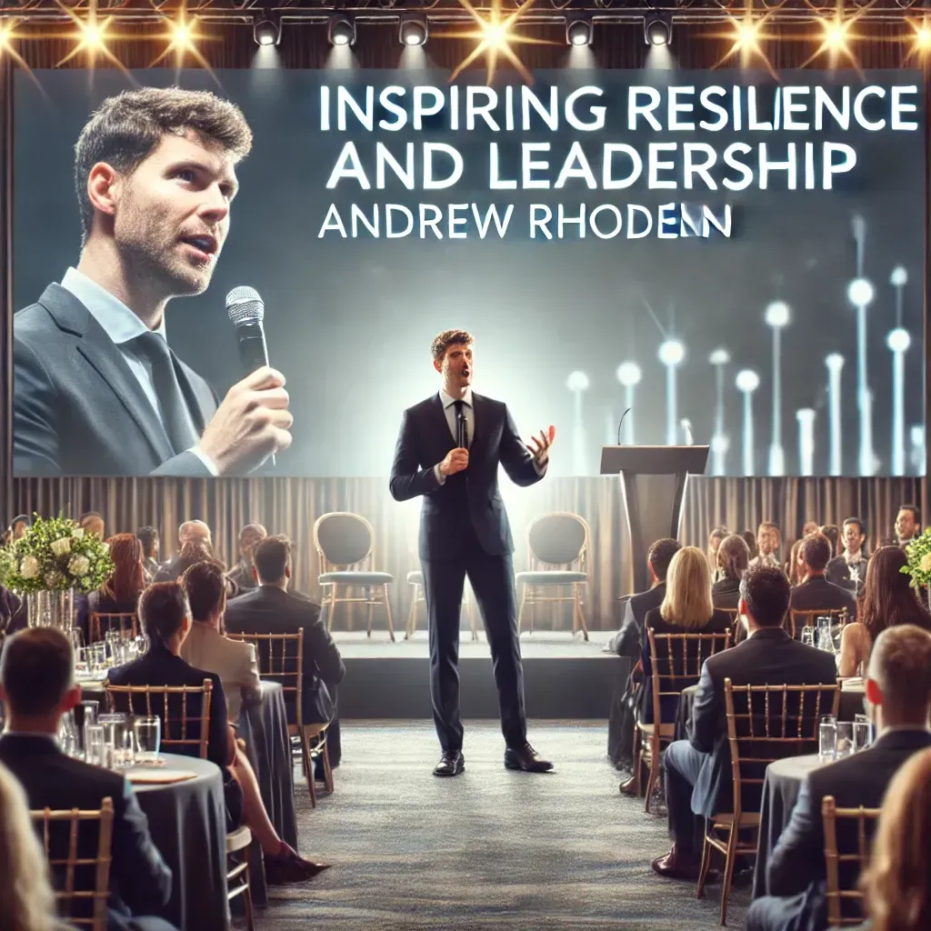 A man in a suit is giving a speech in front of a crowd.