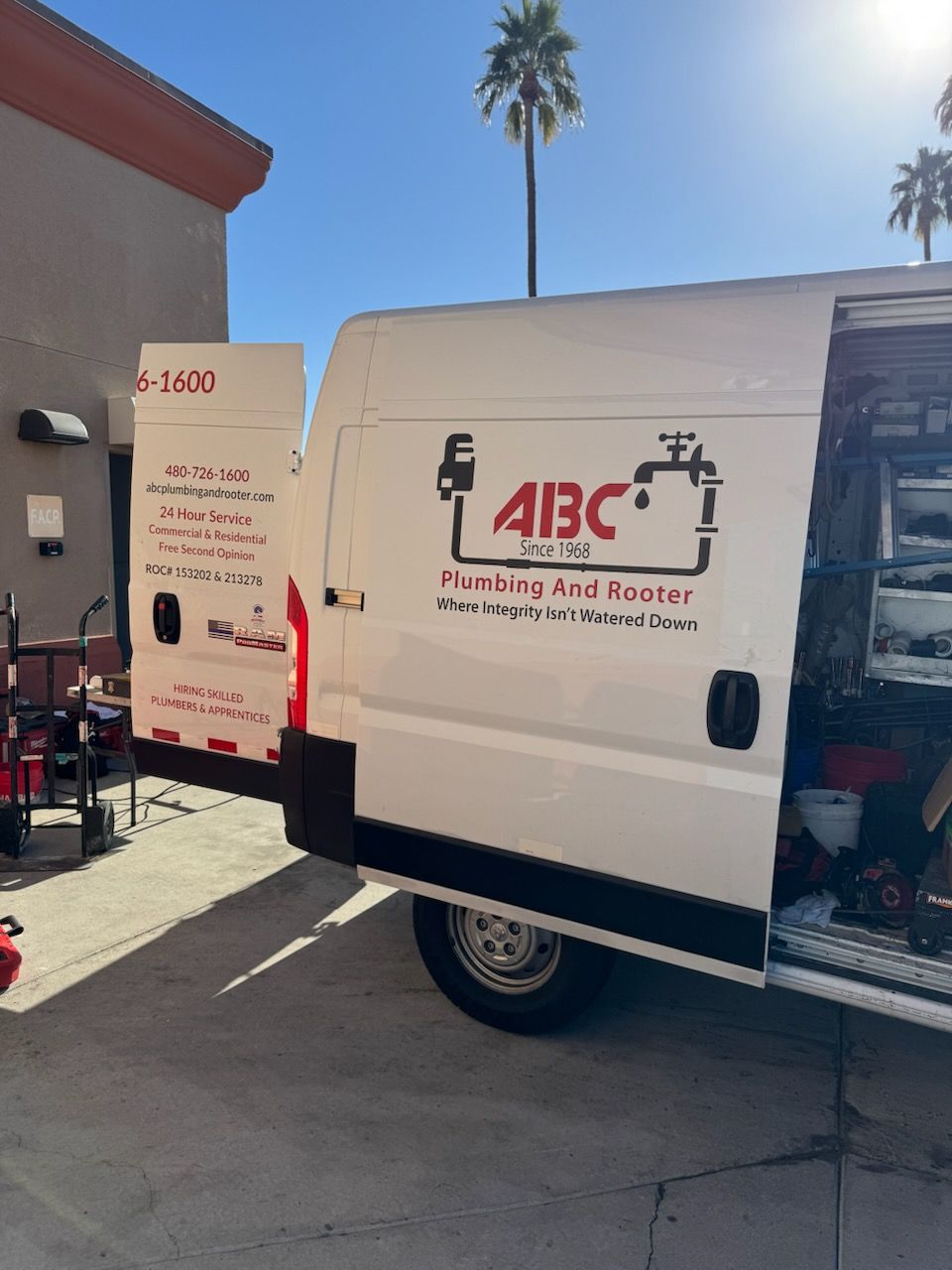 A white work van with 