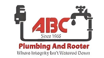 Logo for ABC Plumbing and Rooter featuring a pipe, wrench, and faucet, with the slogan "Where Integrity Isn't Watered Down."