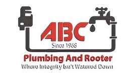Logo for ABC Plumbing and Rooter featuring a pipe, wrench, and faucet, with the slogan "Where Integrity Isn't Watered Down."