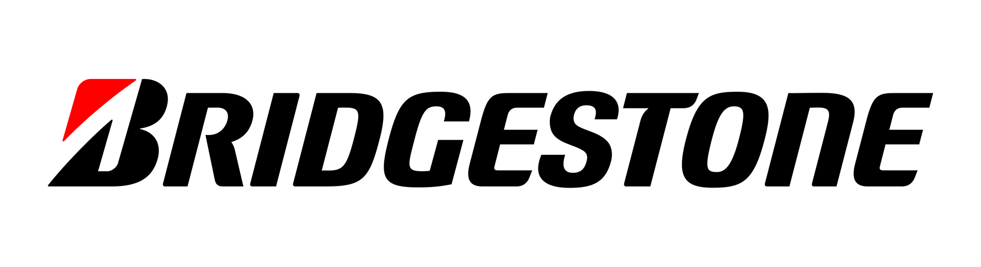 Bridgestone logo with a red and black stylized B icon. Black text reads "BRIDGESTONE".