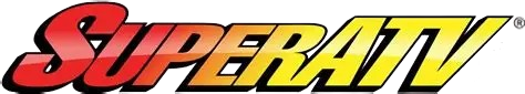 SuperATV logo: Red-to-yellow gradient text with a glossy, bevelled look on a white background.