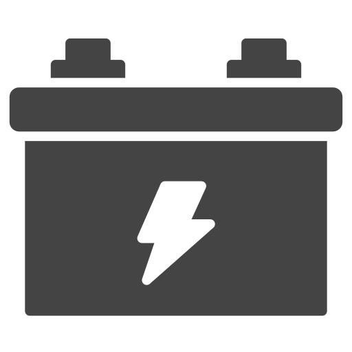 Car battery with lightning bolt symbol.