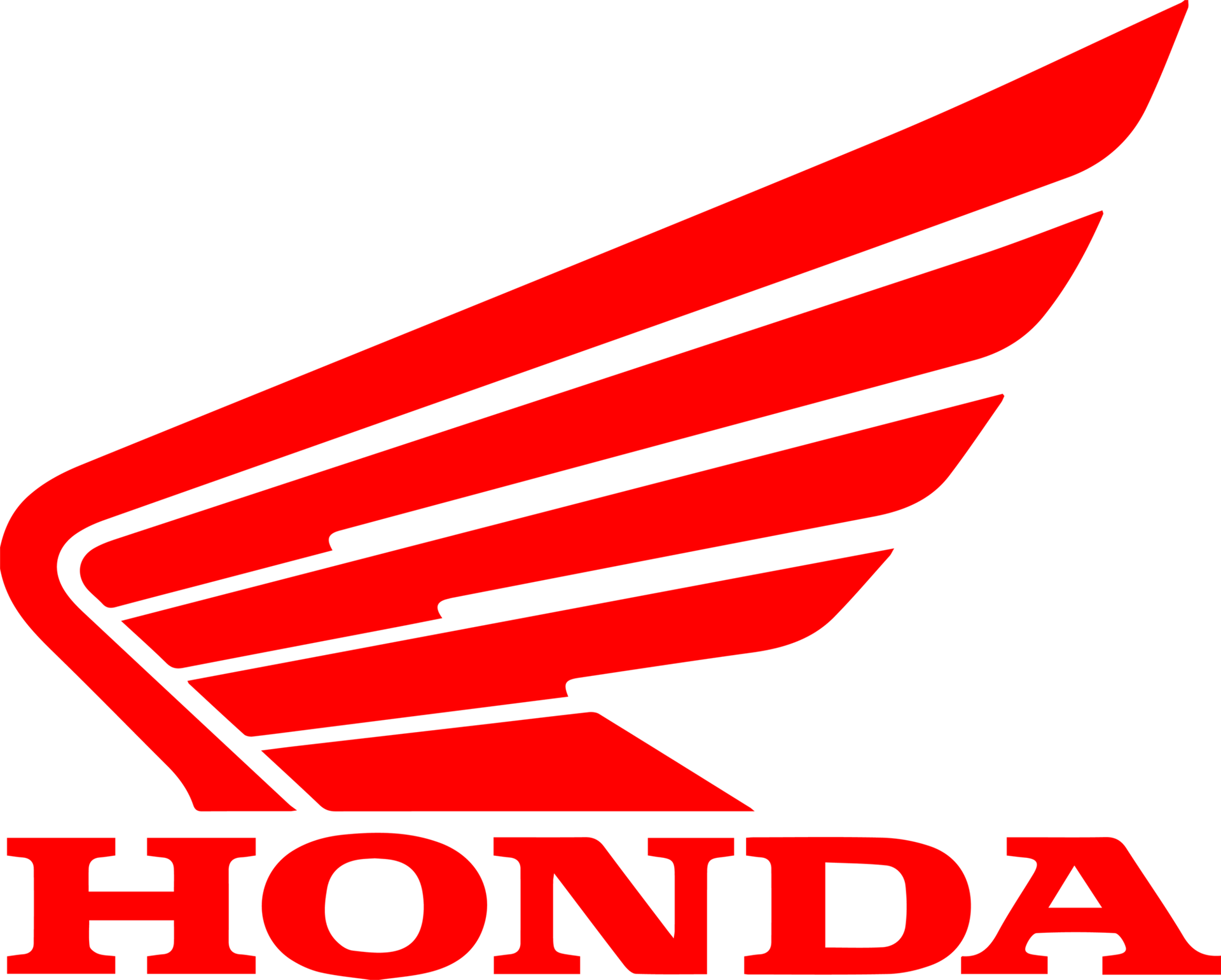 Red Honda logo: a stylized wing with the word 