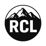 Black-and-white circular RCL logo with mountain peaks above bold letters