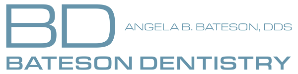 Bateson Dentistry logo with blue “BD” and Angela B. Bateson, DDS text