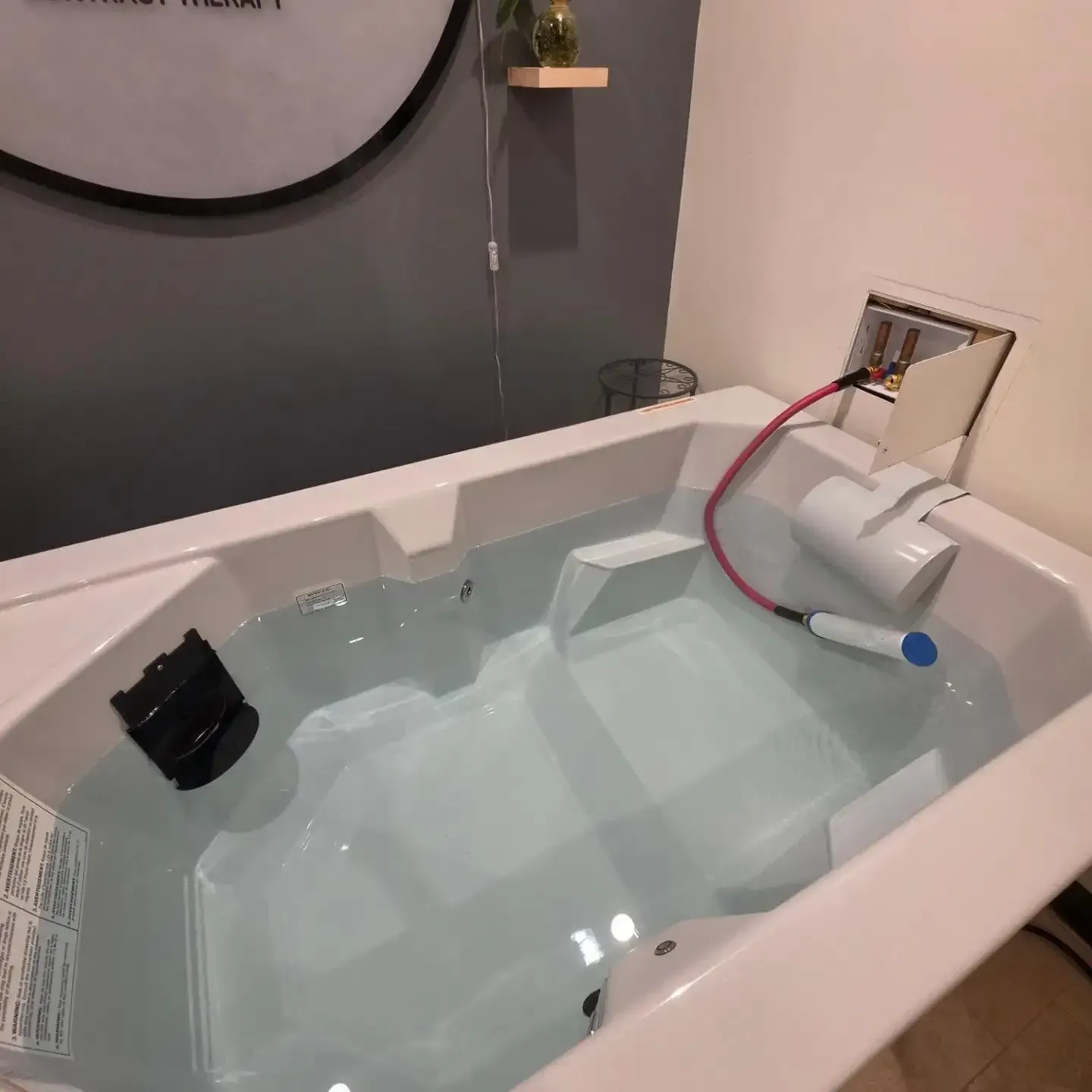 Guest preparing for a guided cold plunge session