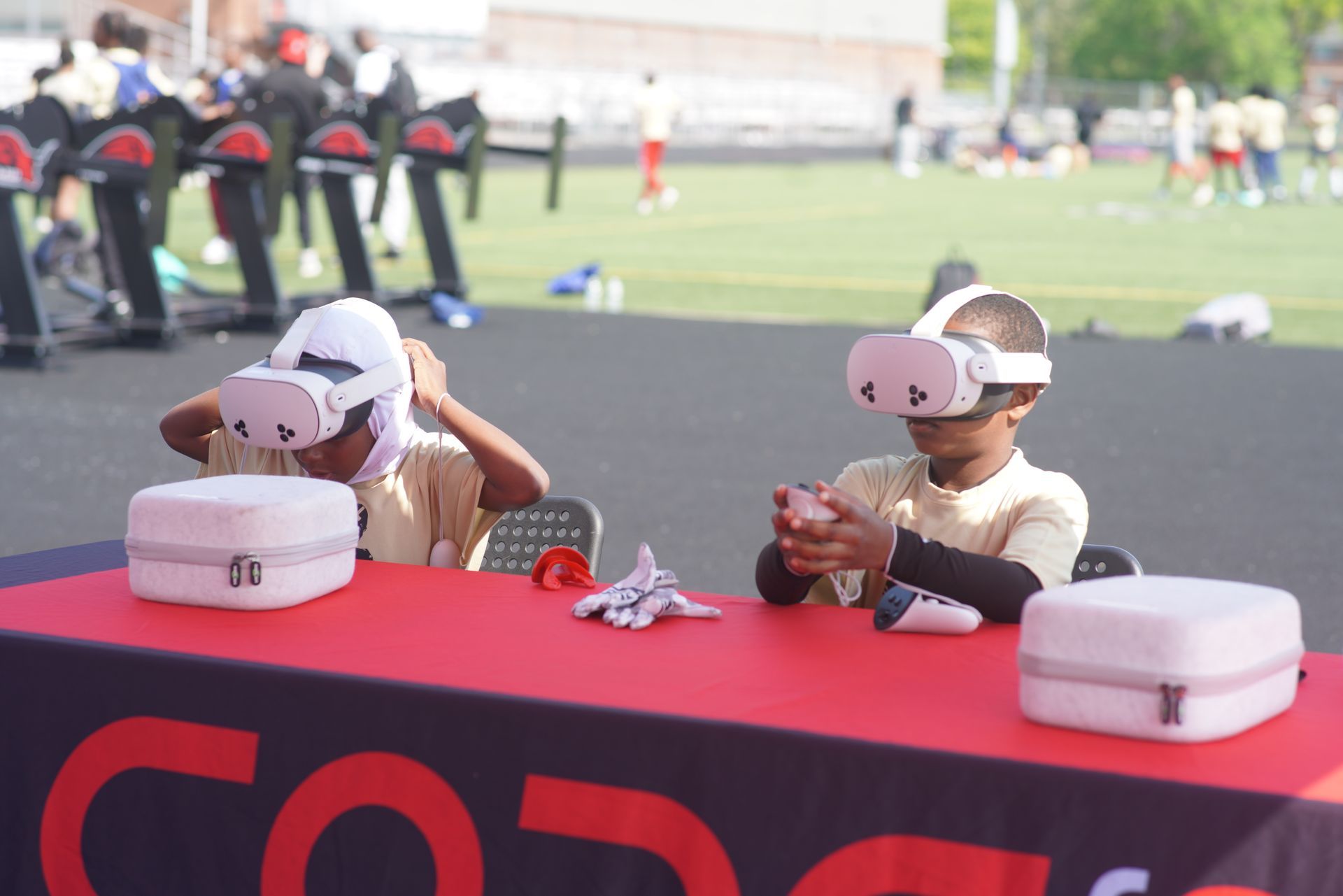 VR headsets set up for a CODE313 community event