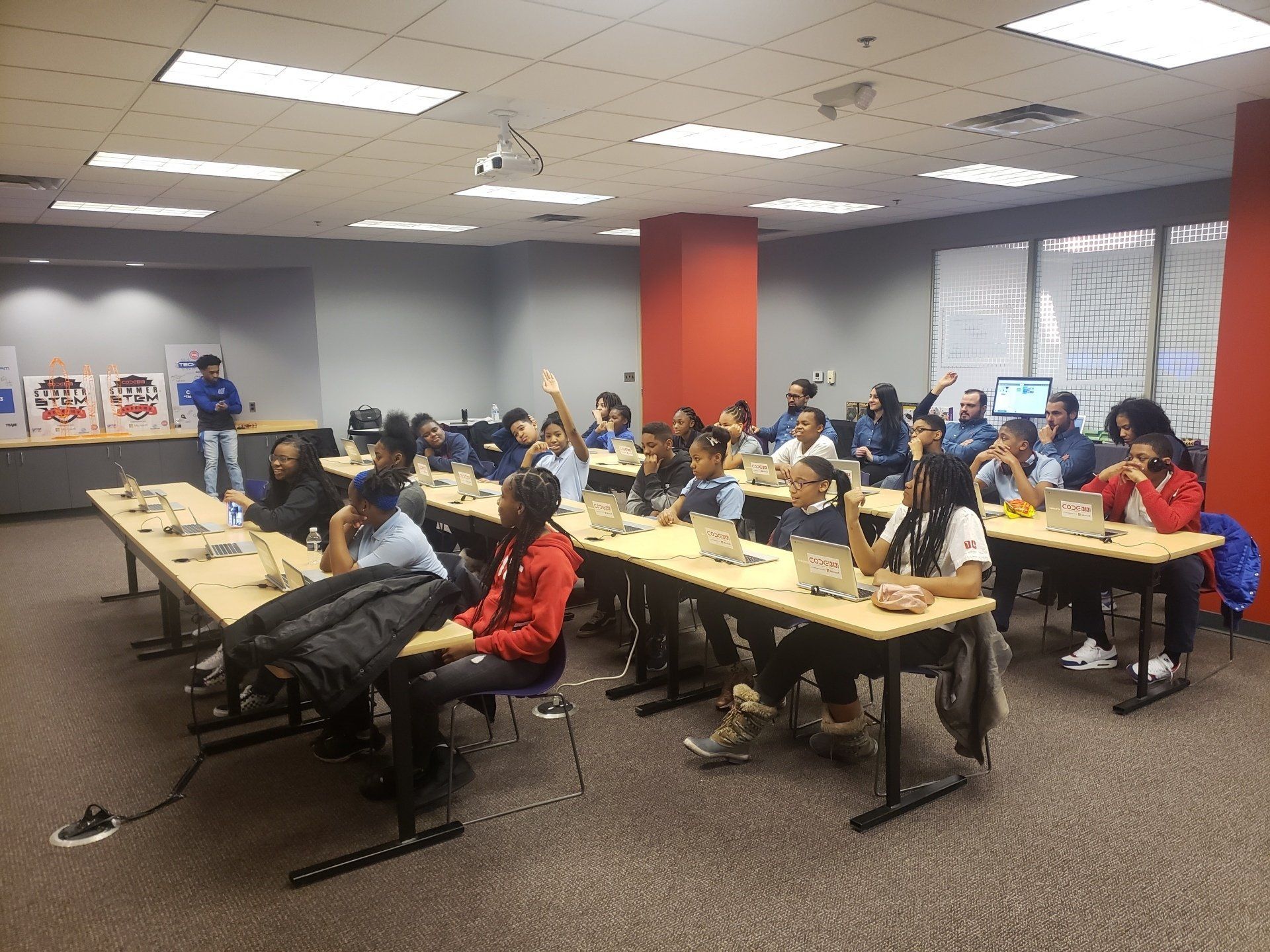 A CODE313 event hall set up for scholars