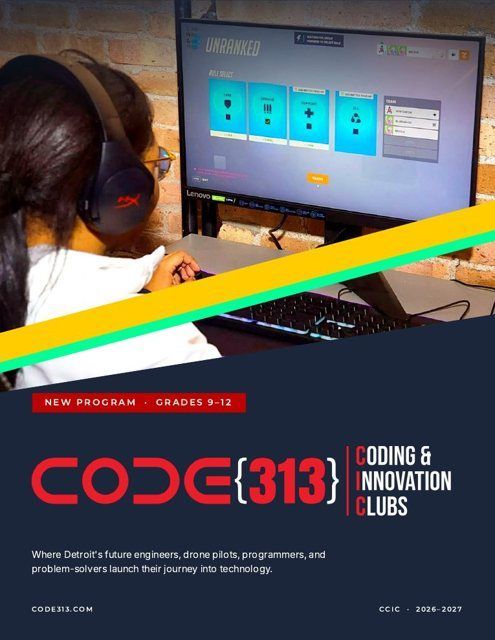 Cover of the CODE313 Coding & Innovation Clubs Booklet