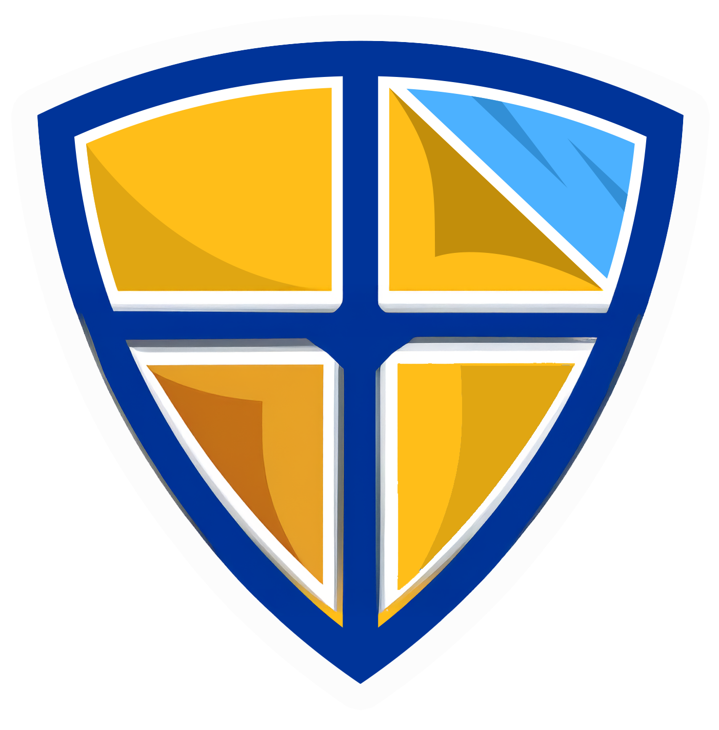 Gold and blue shield – symbol of hurricane impact window durability