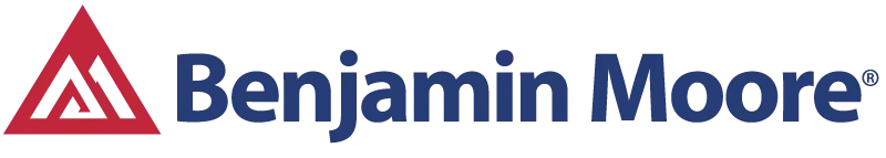 A benjamin moore logo with a red triangle on a white background
