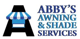 Logo for Abby's Awning & Shade Services featuring an awning within a black "A". Text is blue.