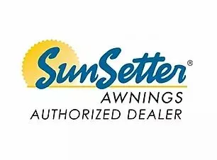 The sunsetter awnings authorized dealer logo is on a white background.