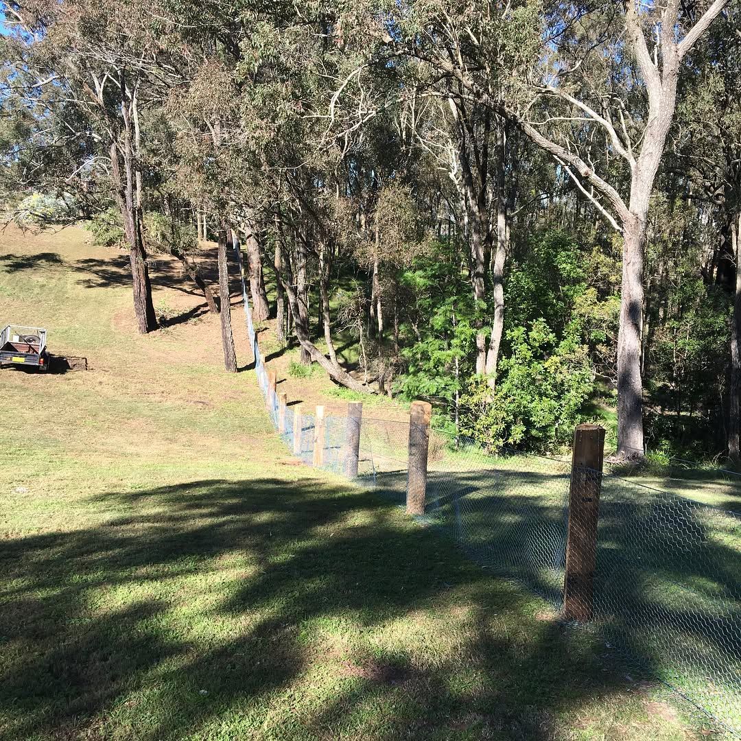 Metal bench and walkway ramp in a sunny park with grass and a wooden post