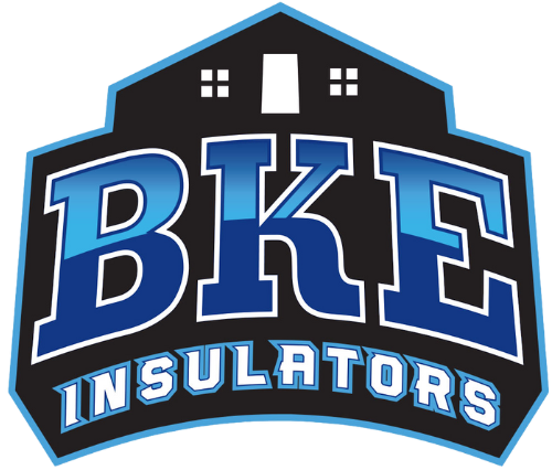 BKE Insulators logo in blue and gray with stylized house icon above the text