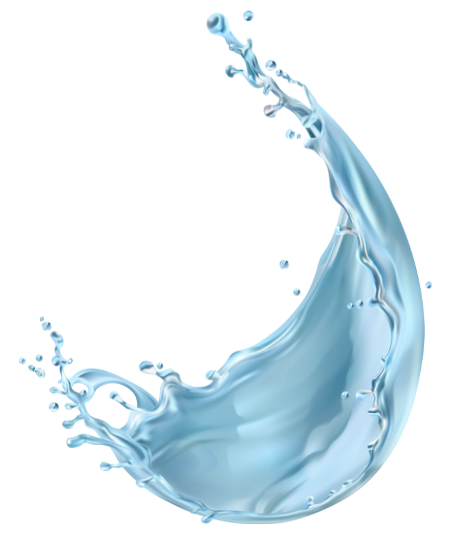 Blue water splash in an arc shape.