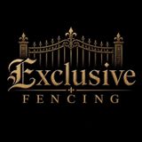 Exclusive Fencing LLC logo with gold shield and black fence bars on a white background