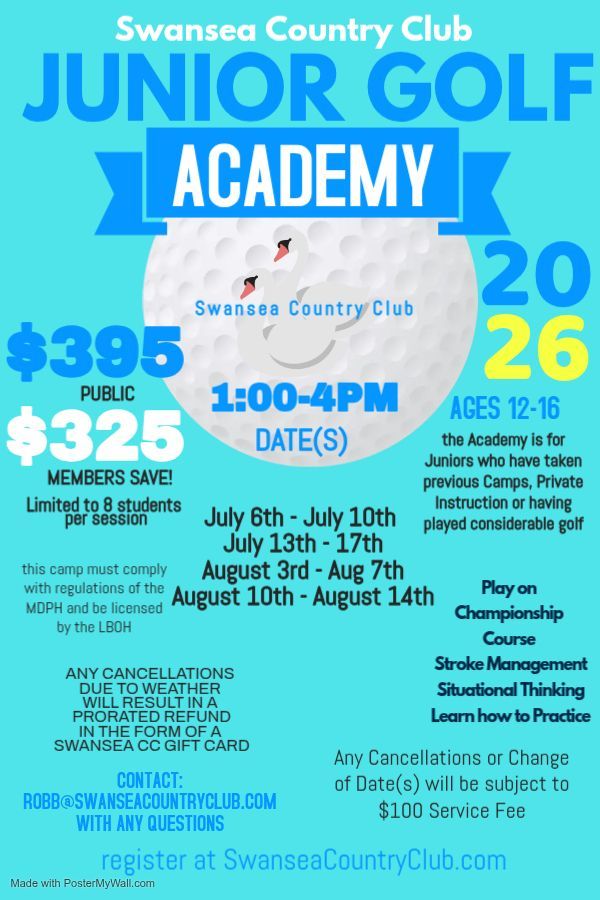2026 Swansea country club junior golf academy