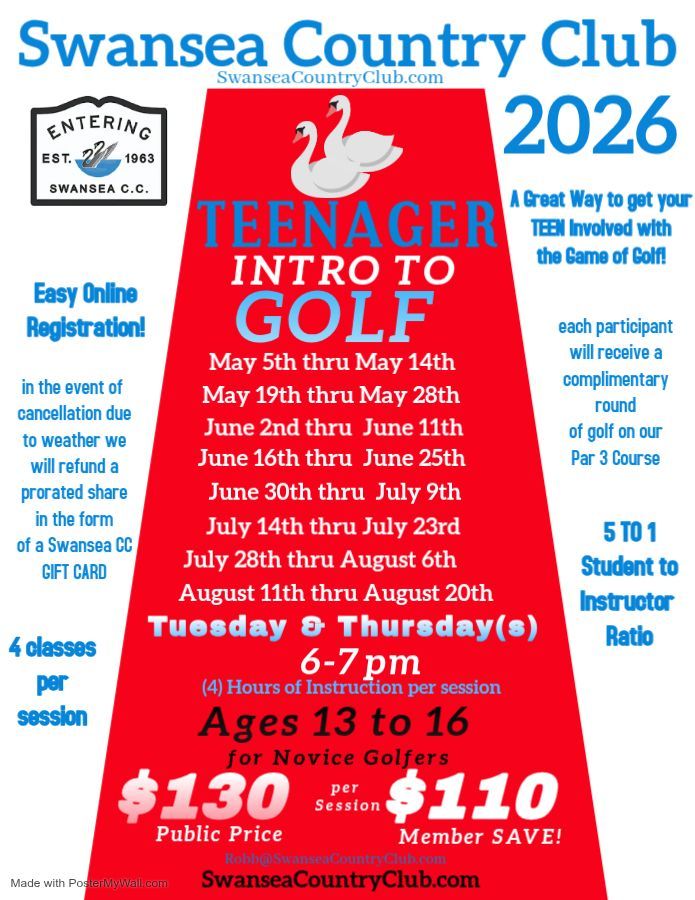 A swansea country club teenager intro to golf poster