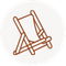 Beach chair icon in a circle.