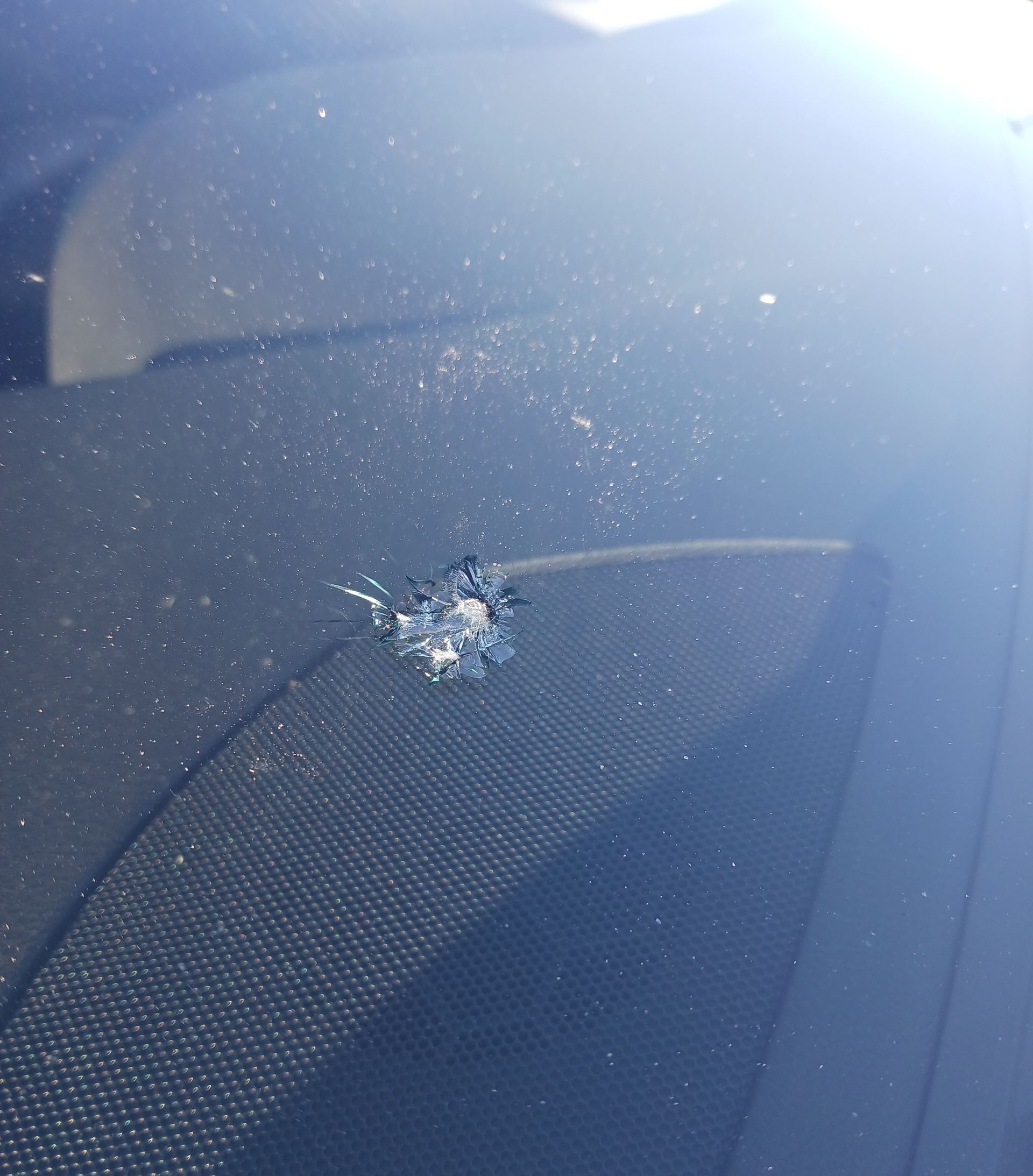 Before windshield repair in Fort Mill, SC