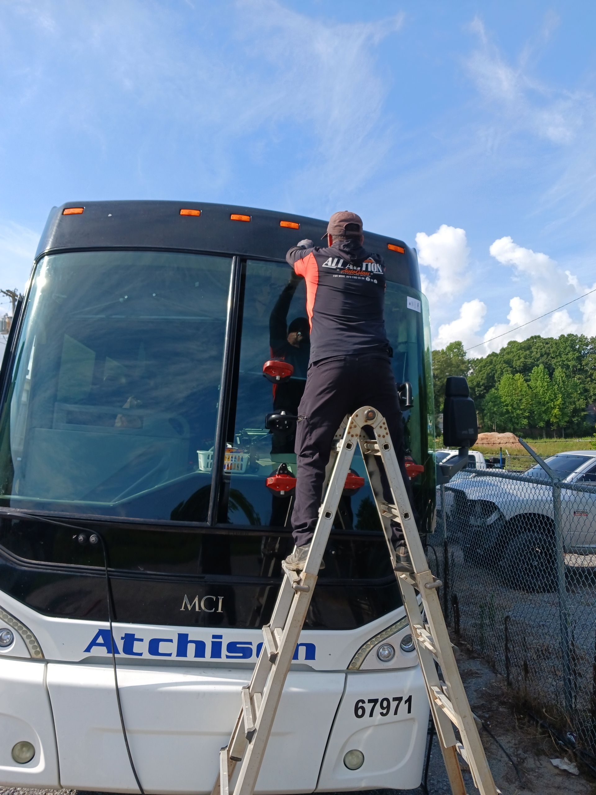 All Action Auto Glass Replacing a Windshield on a RV Near Charlotte, NC